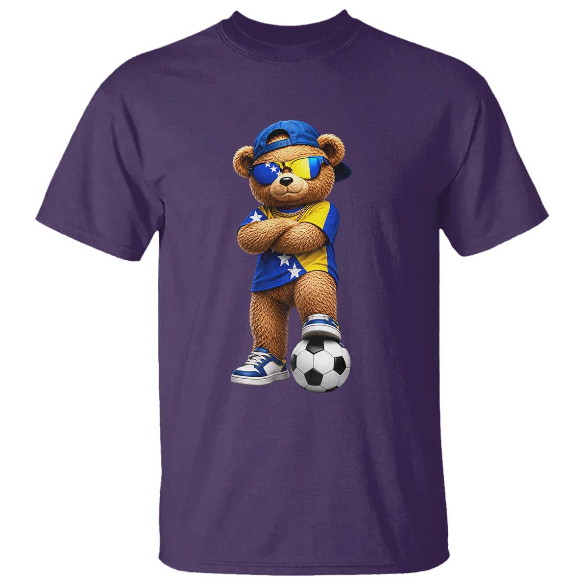 Cool Bosnia Herzegovina Flag Teddy Bear Soccer Fan T Shirt BIH Bosnian Heritage Football Lovers