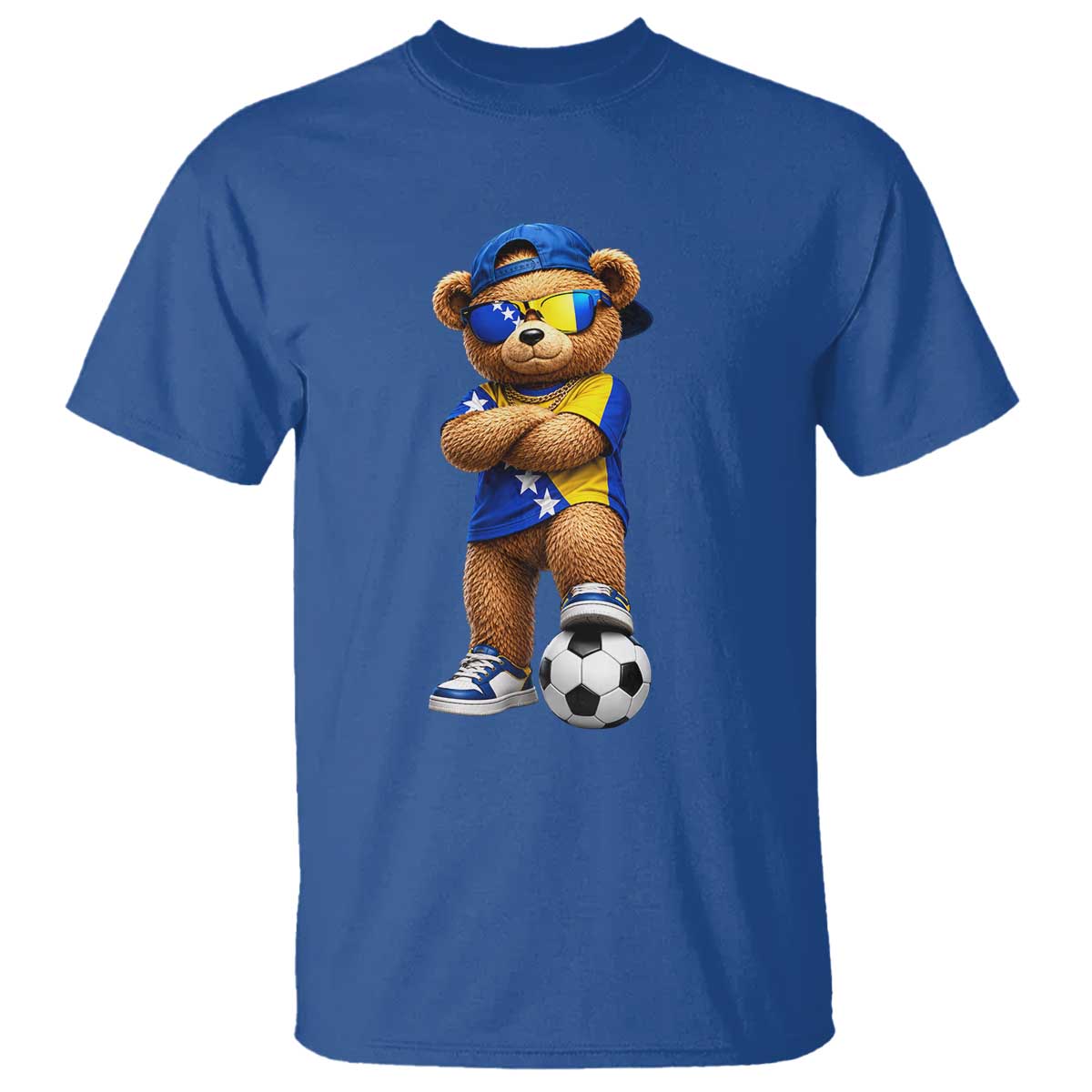 Cool Bosnia Herzegovina Flag Teddy Bear Soccer Fan T Shirt BIH Bosnian Heritage Football Lovers
