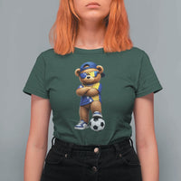 Cool Bosnia Herzegovina Flag Teddy Bear Soccer Fan T Shirt For Women BIH Bosnian Heritage Football Lovers