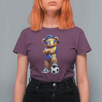 Cool Bosnia Herzegovina Flag Teddy Bear Soccer Fan T Shirt For Women BIH Bosnian Heritage Football Lovers