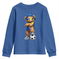 Cool Bosnia Herzegovina Flag Teddy Bear Soccer Fan Youth Sweatshirt BIH Bosnian Heritage Football Lovers