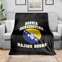 Hajmo Bosno Lets Go Bosnia Herzegovina Flag Throw Blanket Golden Lily Soccer Football Fan Athletic Graphic