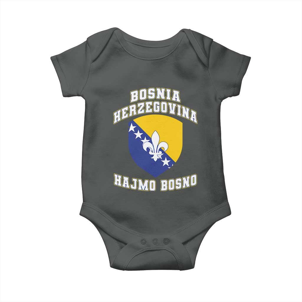 Hajmo Bosno Lets Go Bosnia Herzegovina Flag Baby Onesie Golden Lily Soccer Football Fan Athletic Graphic