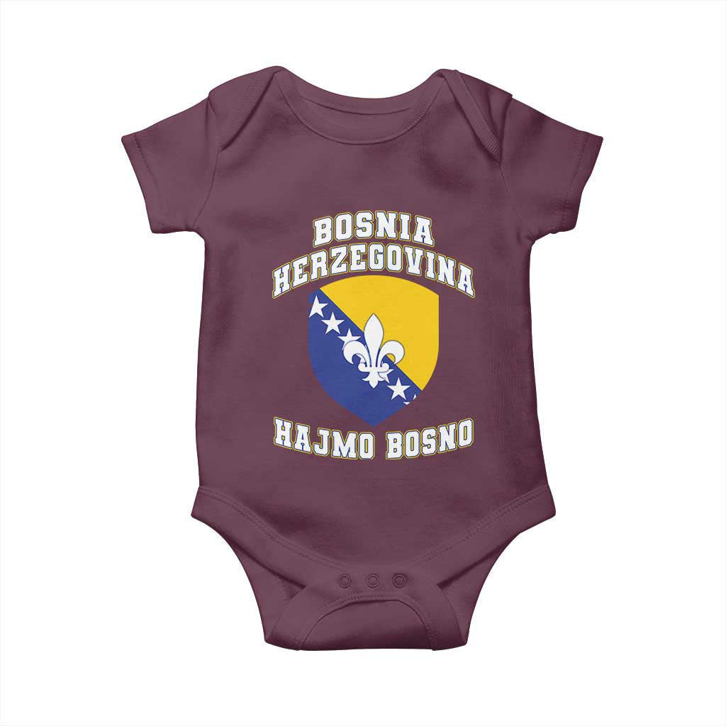 Hajmo Bosno Lets Go Bosnia Herzegovina Flag Baby Onesie Golden Lily Soccer Football Fan Athletic Graphic