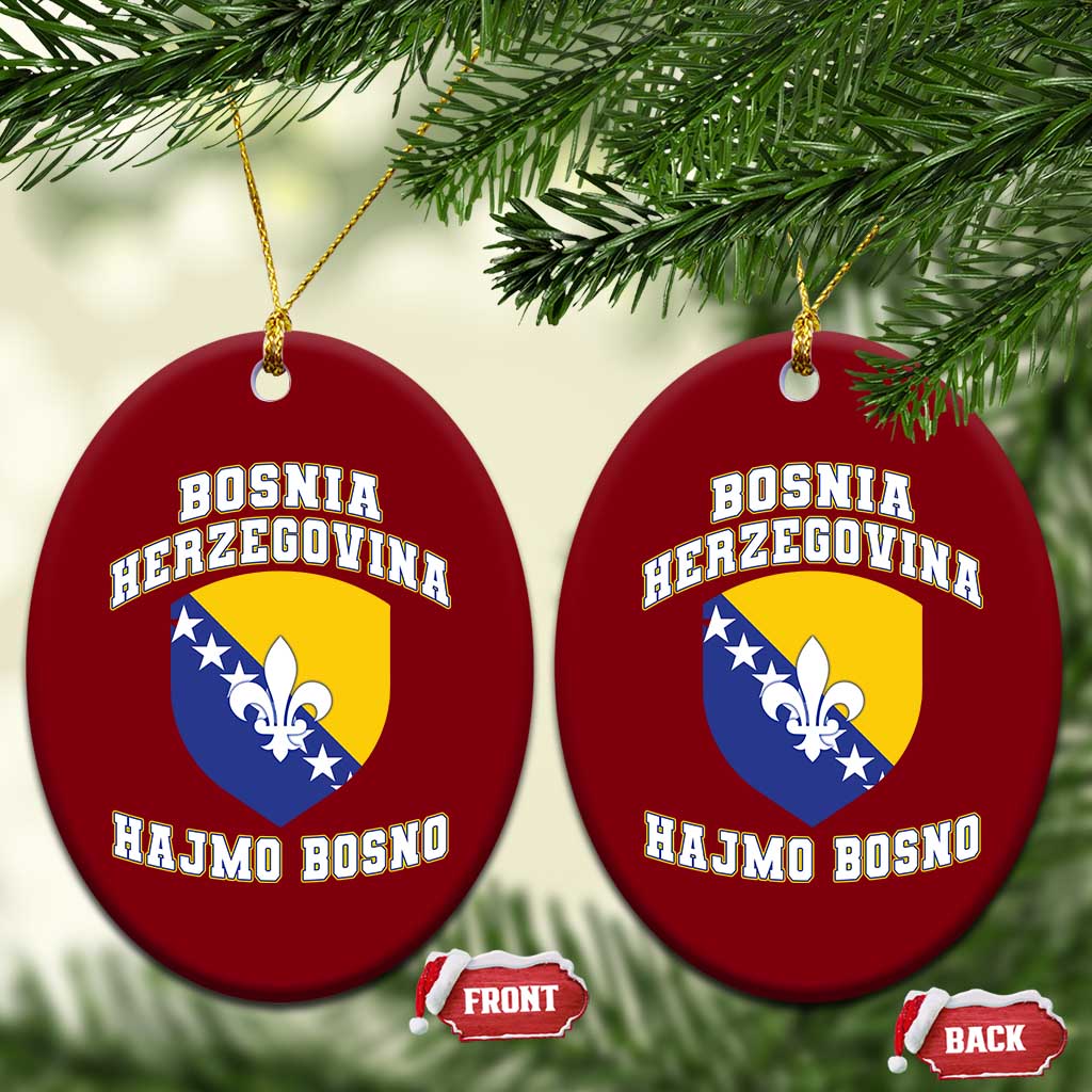 Hajmo Bosno Lets Go Bosnia Herzegovina Flag Ceramic Ornament Golden Lily Soccer Football Fan Athletic Graphic