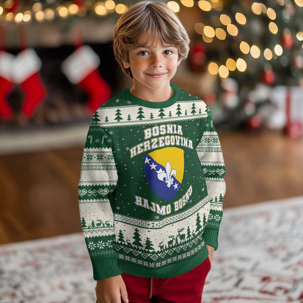 Hajmo Bosno Lets Go Bosnia Herzegovina Flag Ugly Christmas Sweater Golden Lily Soccer Football Fan Athletic Graphic
