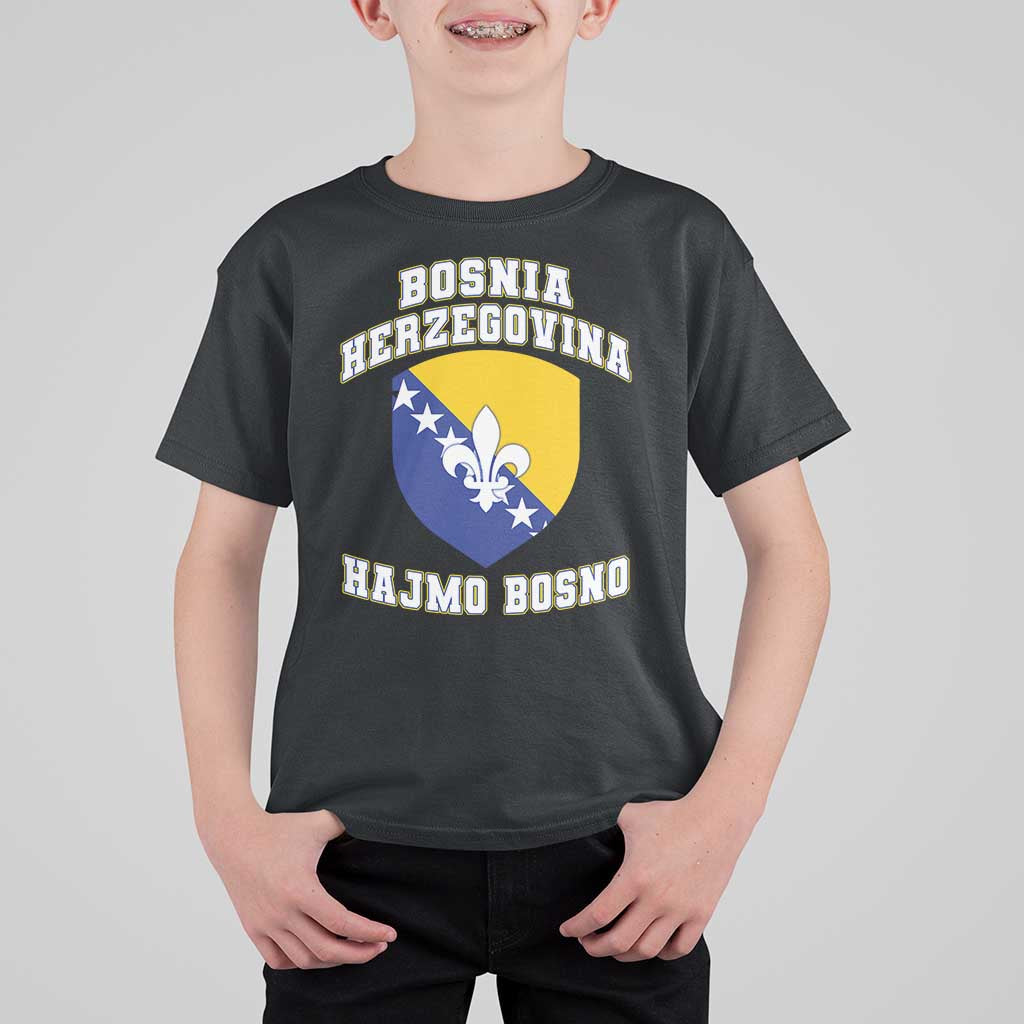Hajmo Bosno Lets Go Bosnia Herzegovina Flag T Shirt For Kid Golden Lily Soccer Football Fan Athletic Graphic