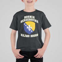 Hajmo Bosno Lets Go Bosnia Herzegovina Flag T Shirt For Kid Golden Lily Soccer Football Fan Athletic Graphic