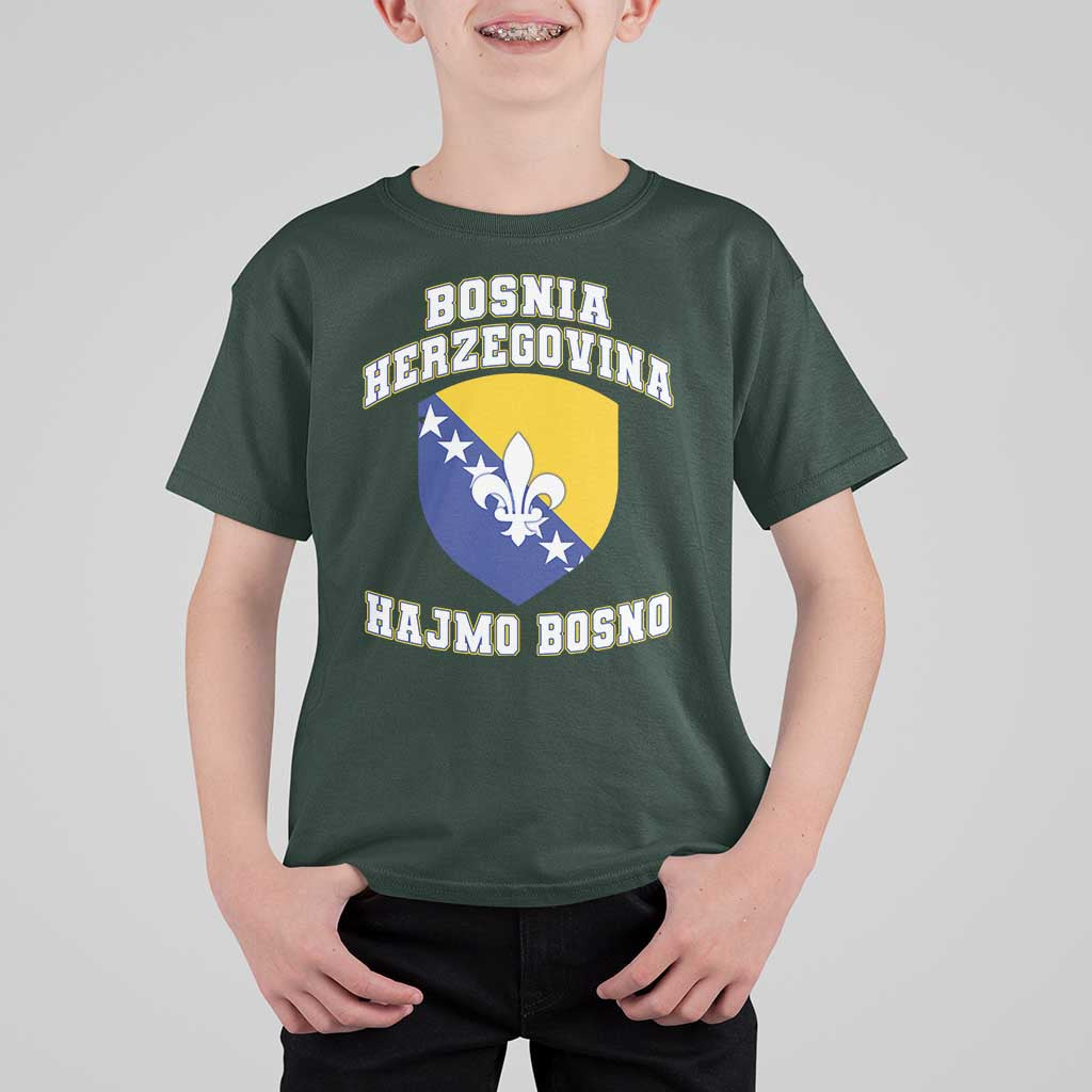 Hajmo Bosno Lets Go Bosnia Herzegovina Flag T Shirt For Kid Golden Lily Soccer Football Fan Athletic Graphic