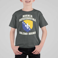 Hajmo Bosno Lets Go Bosnia Herzegovina Flag T Shirt For Kid Golden Lily Soccer Football Fan Athletic Graphic