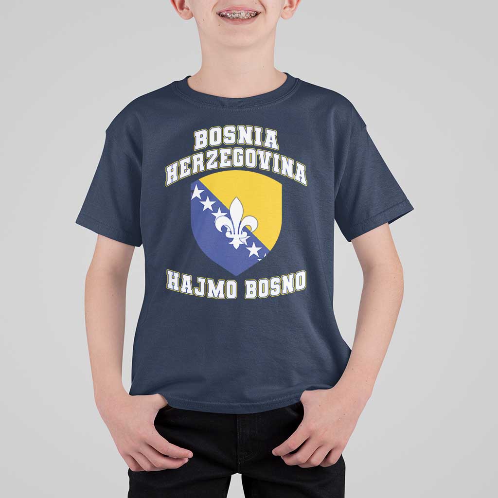 Hajmo Bosno Lets Go Bosnia Herzegovina Flag T Shirt For Kid Golden Lily Soccer Football Fan Athletic Graphic