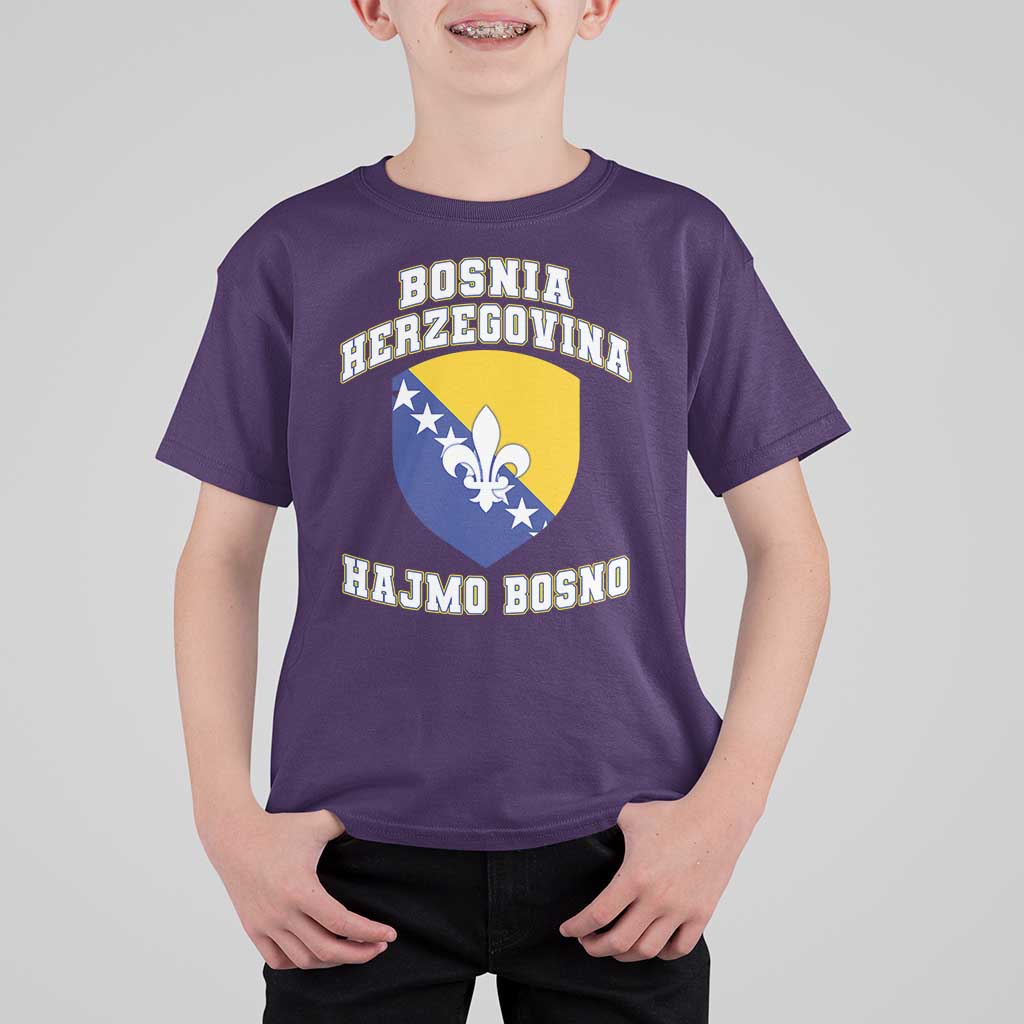 Hajmo Bosno Lets Go Bosnia Herzegovina Flag T Shirt For Kid Golden Lily Soccer Football Fan Athletic Graphic