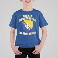 Hajmo Bosno Lets Go Bosnia Herzegovina Flag T Shirt For Kid Golden Lily Soccer Football Fan Athletic Graphic