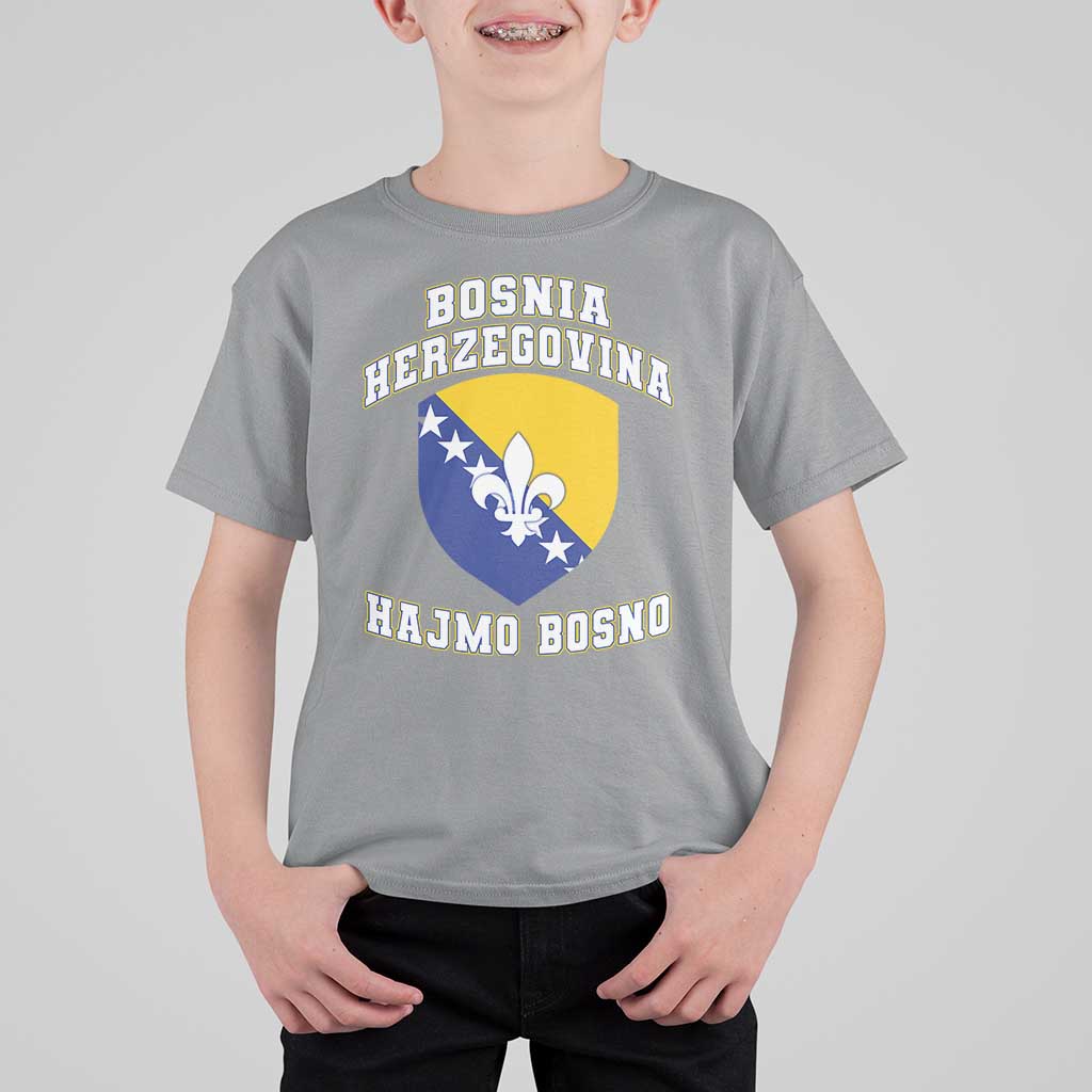 Hajmo Bosno Lets Go Bosnia Herzegovina Flag T Shirt For Kid Golden Lily Soccer Football Fan Athletic Graphic