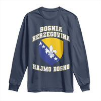 Hajmo Bosno Lets Go Bosnia Herzegovina Flag Long Sleeve Shirt Golden Lily Soccer Football Fan Athletic Graphic