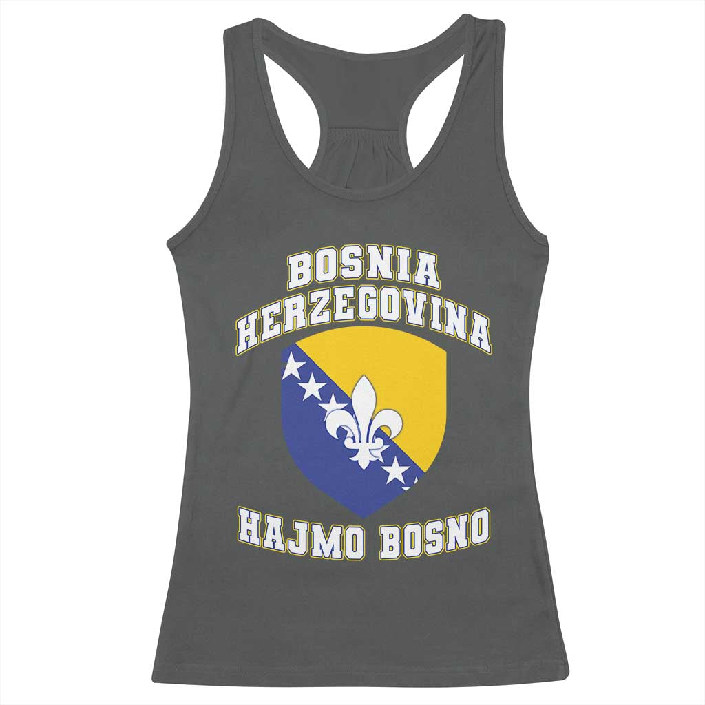 Hajmo Bosno Lets Go Bosnia Herzegovina Flag Racerback Tank Top Golden Lily Soccer Football Fan Athletic Graphic