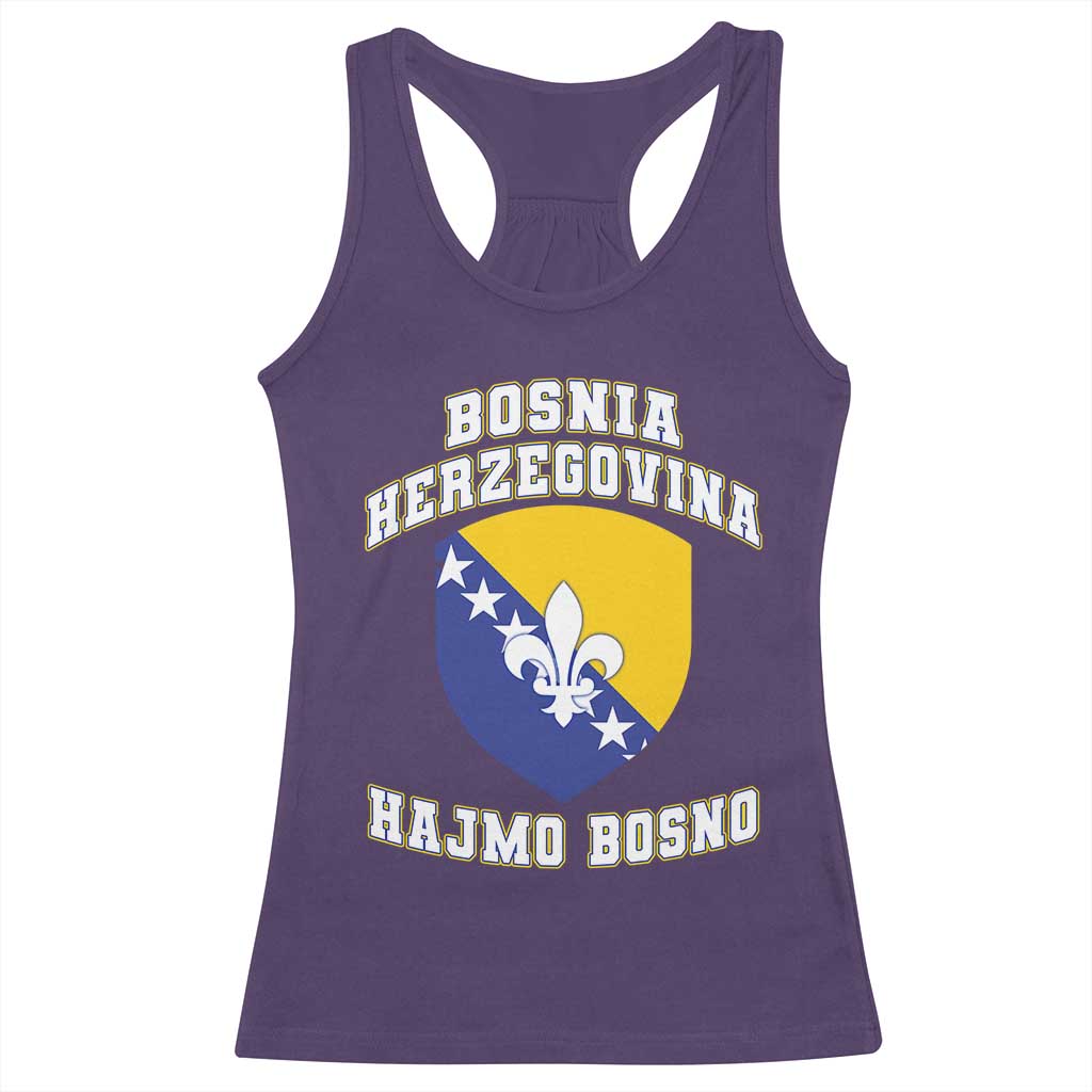 Hajmo Bosno Lets Go Bosnia Herzegovina Flag Racerback Tank Top Golden Lily Soccer Football Fan Athletic Graphic