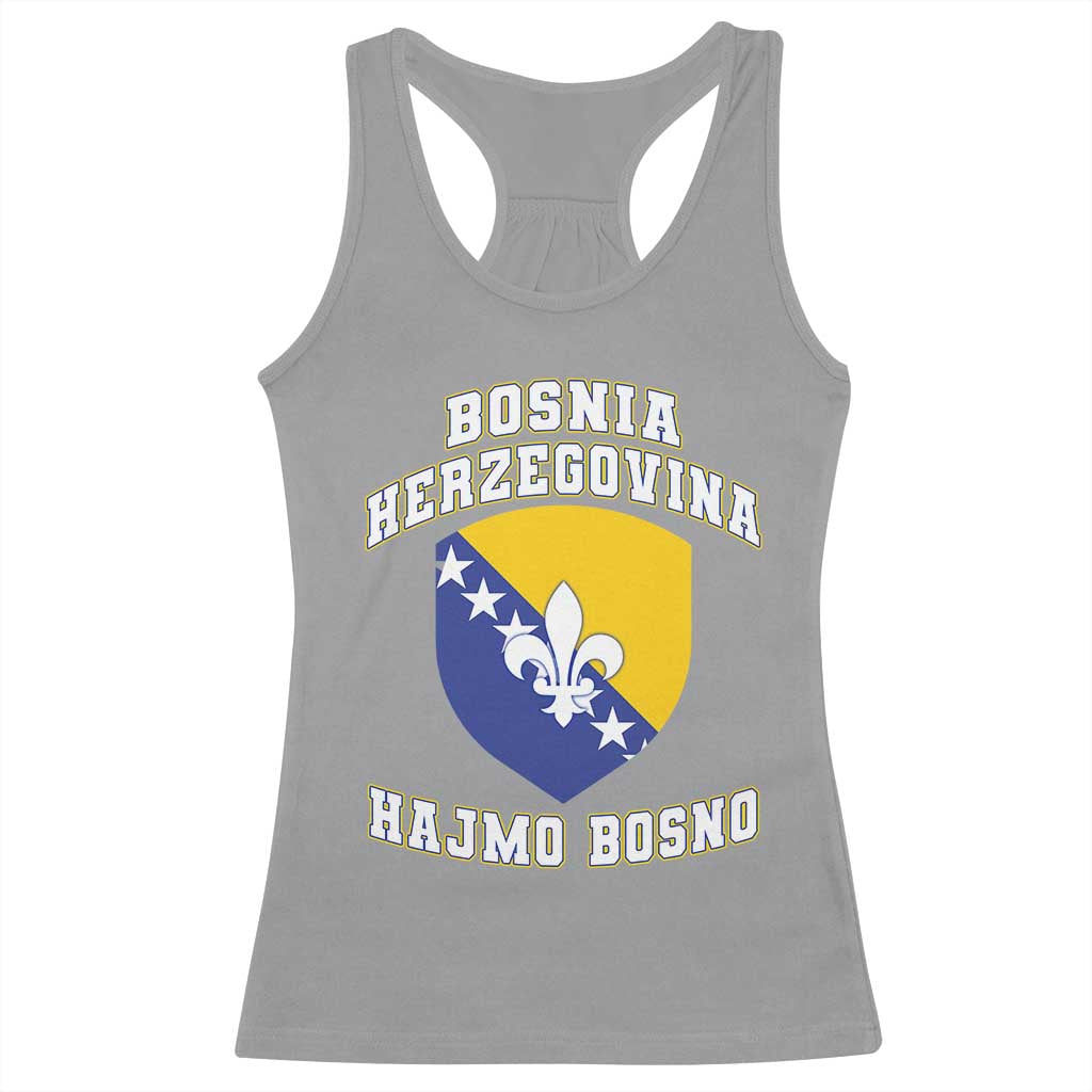 Hajmo Bosno Lets Go Bosnia Herzegovina Flag Racerback Tank Top Golden Lily Soccer Football Fan Athletic Graphic