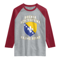 Hajmo Bosno Lets Go Bosnia Herzegovina Flag Raglan Shirt Golden Lily Soccer Football Fan Athletic Graphic