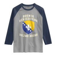 Hajmo Bosno Lets Go Bosnia Herzegovina Flag Raglan Shirt Golden Lily Soccer Football Fan Athletic Graphic