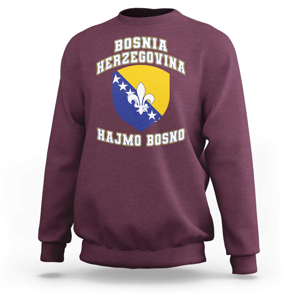 Hajmo Bosno Lets Go Bosnia Herzegovina Flag Sweatshirt Golden Lily Soccer Football Fan Athletic Graphic