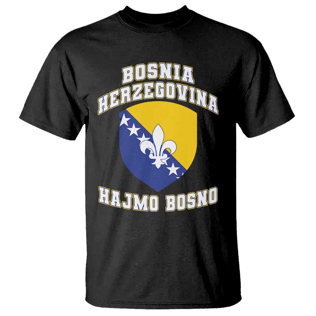 Hajmo Bosno Lets Go Bosnia Herzegovina Flag T Shirt Golden Lily Soccer Football Fan Athletic Graphic