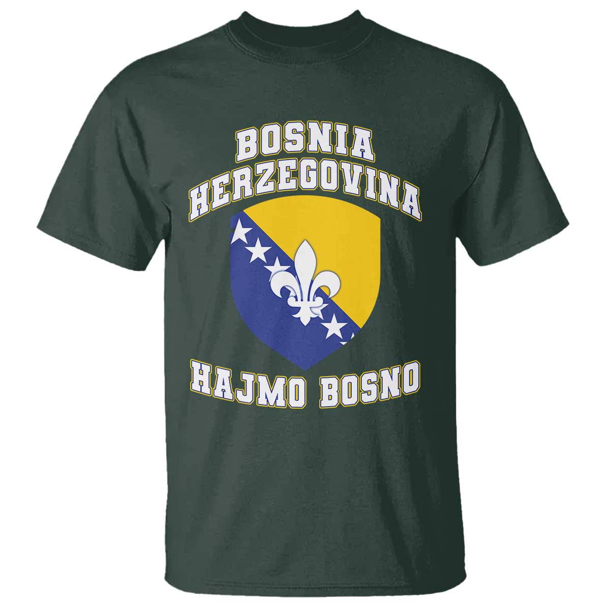 Hajmo Bosno Lets Go Bosnia Herzegovina Flag T Shirt Golden Lily Soccer Football Fan Athletic Graphic