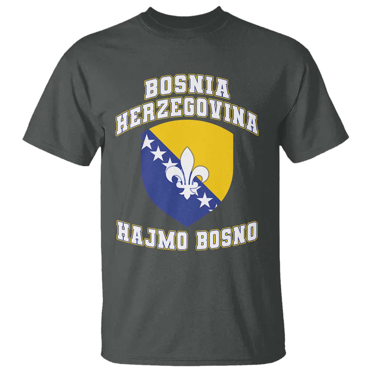 Hajmo Bosno Lets Go Bosnia Herzegovina Flag T Shirt Golden Lily Soccer Football Fan Athletic Graphic