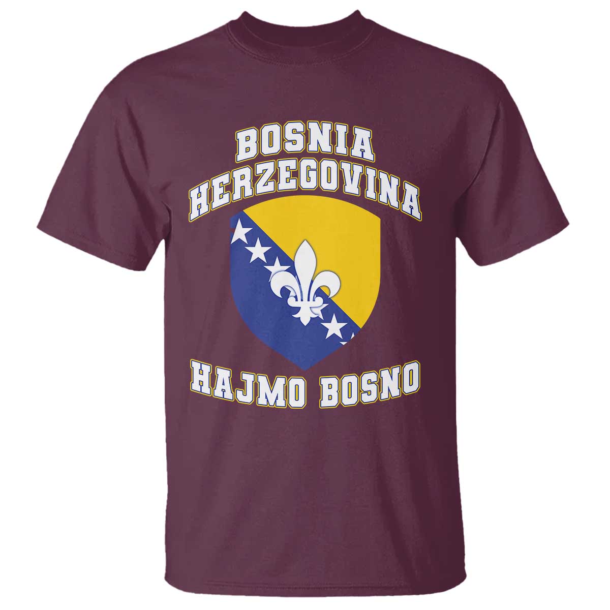 Hajmo Bosno Lets Go Bosnia Herzegovina Flag T Shirt Golden Lily Soccer Football Fan Athletic Graphic