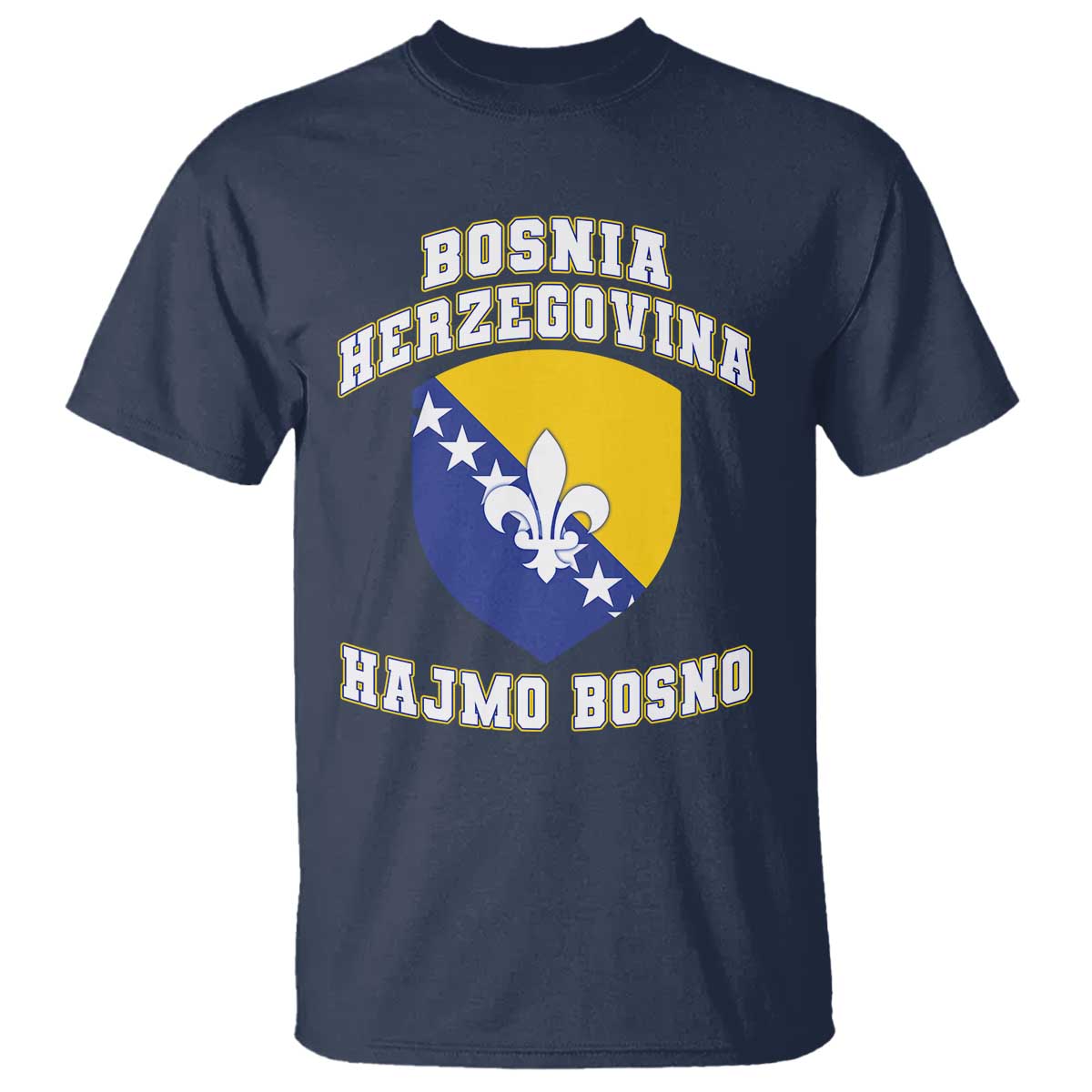 Hajmo Bosno Lets Go Bosnia Herzegovina Flag T Shirt Golden Lily Soccer Football Fan Athletic Graphic