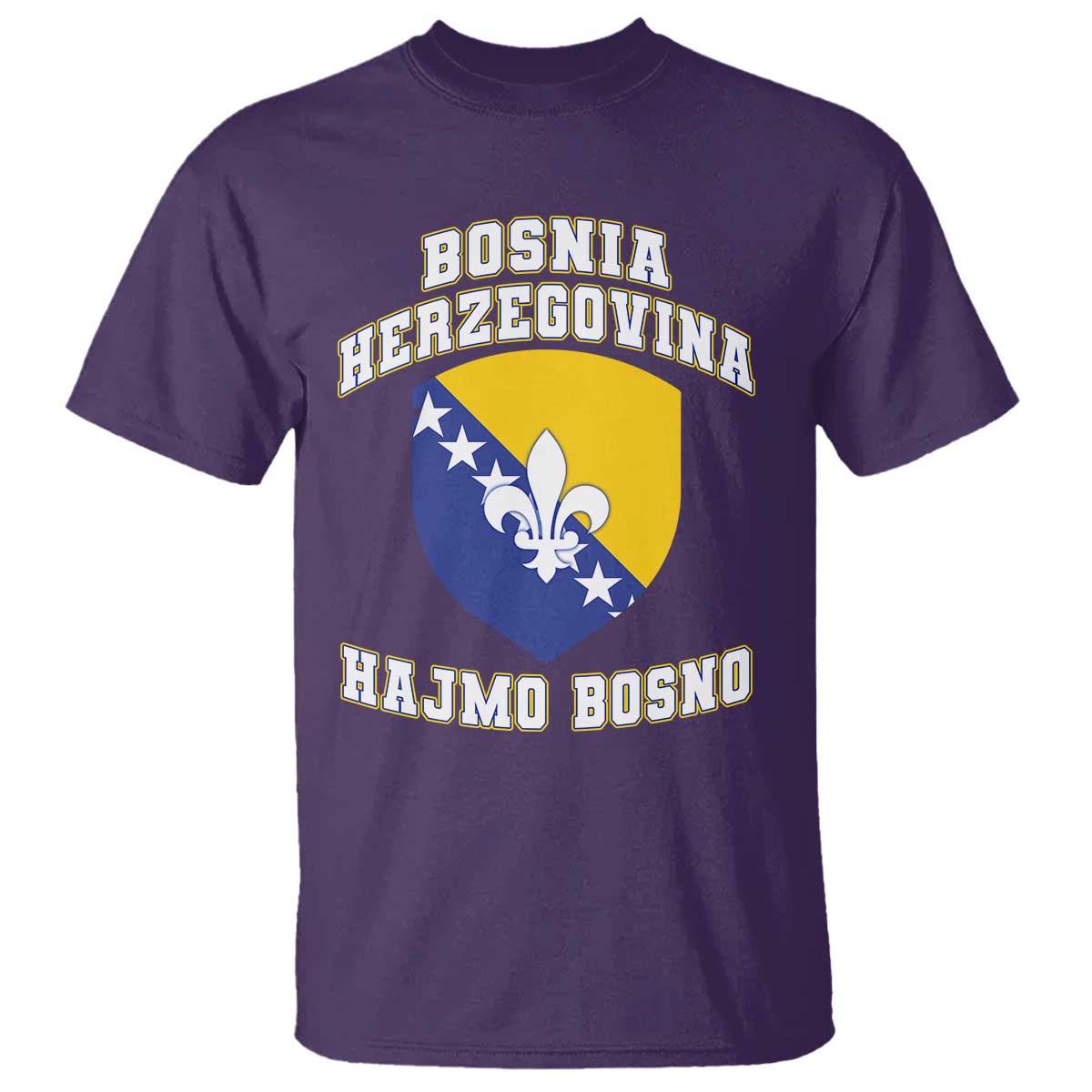 Hajmo Bosno Lets Go Bosnia Herzegovina Flag T Shirt Golden Lily Soccer Football Fan Athletic Graphic