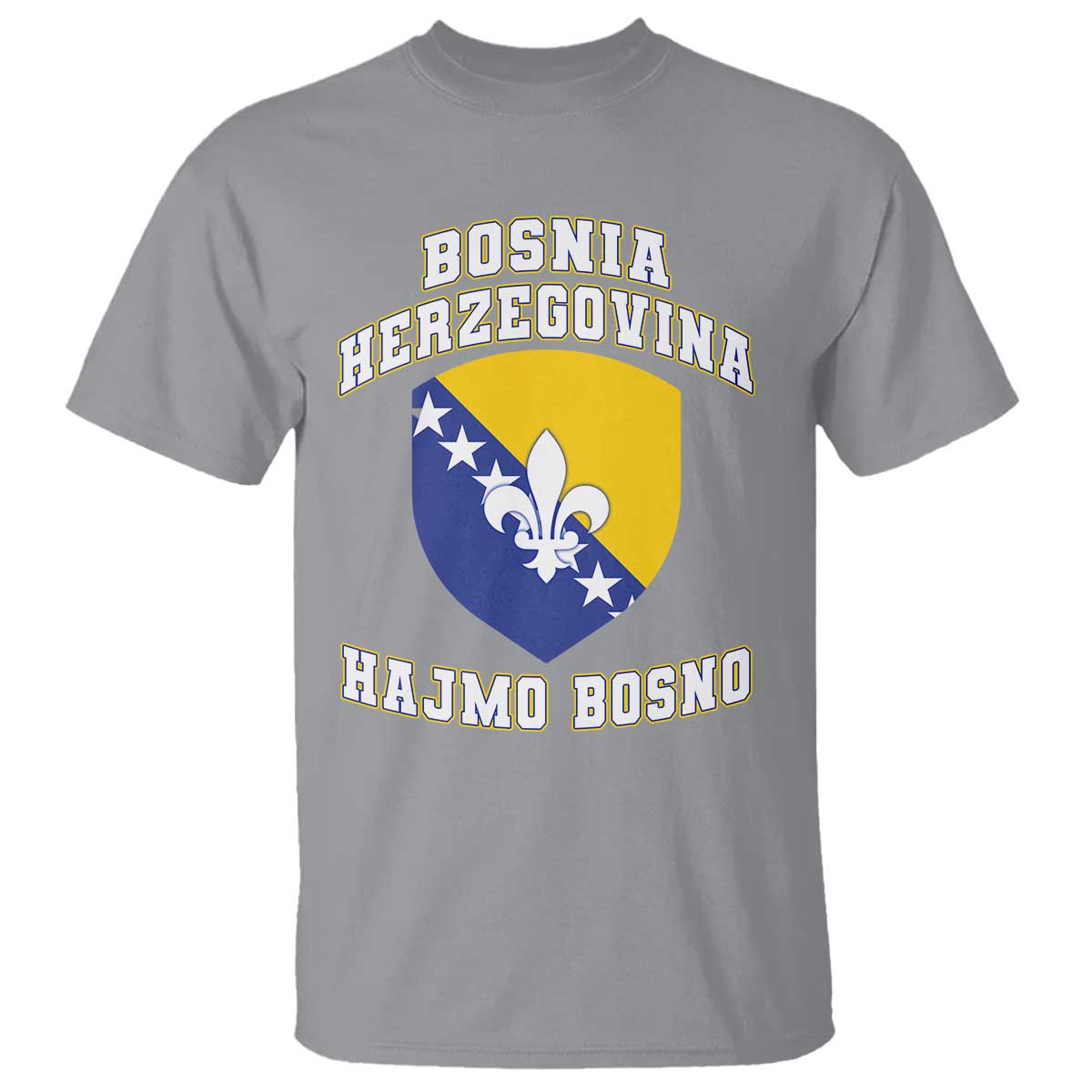 Hajmo Bosno Lets Go Bosnia Herzegovina Flag T Shirt Golden Lily Soccer Football Fan Athletic Graphic