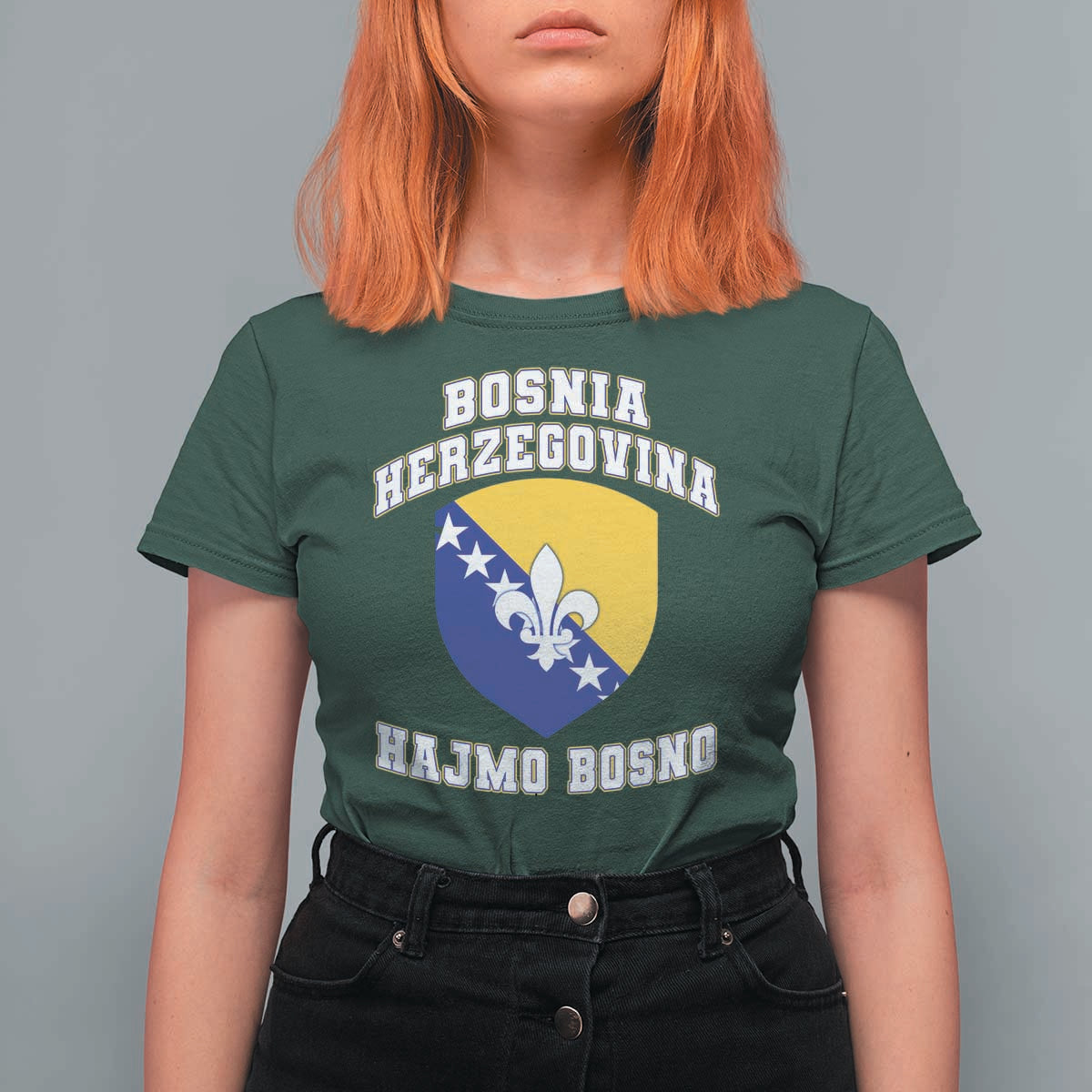 Hajmo Bosno Lets Go Bosnia Herzegovina Flag T Shirt For Women Golden Lily Soccer Football Fan Athletic Graphic