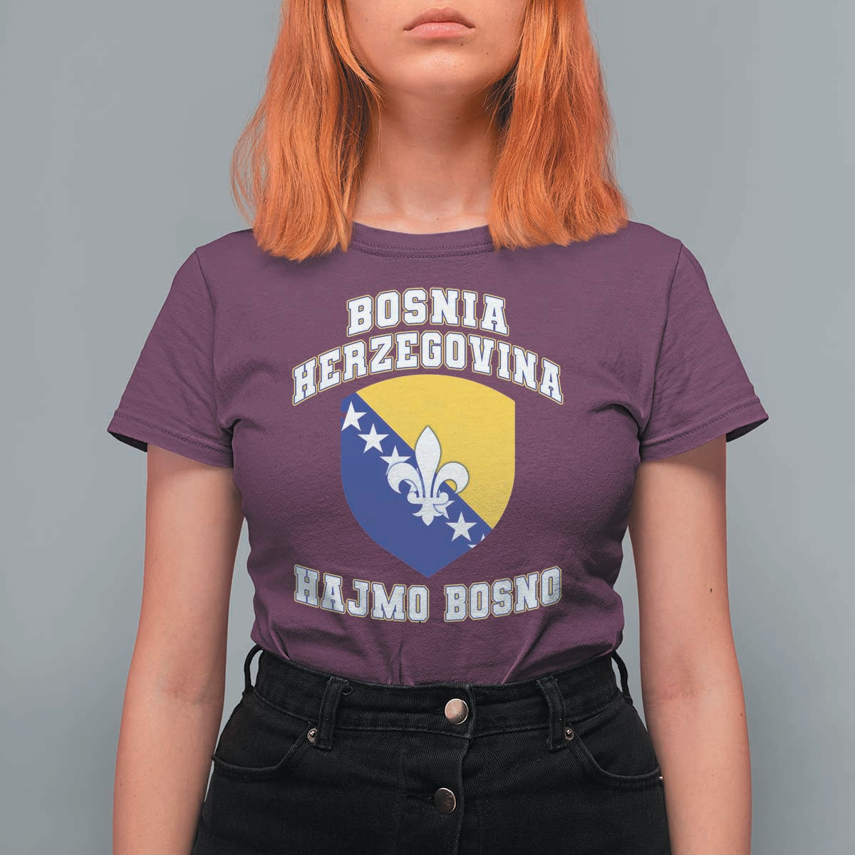 Hajmo Bosno Lets Go Bosnia Herzegovina Flag T Shirt For Women Golden Lily Soccer Football Fan Athletic Graphic
