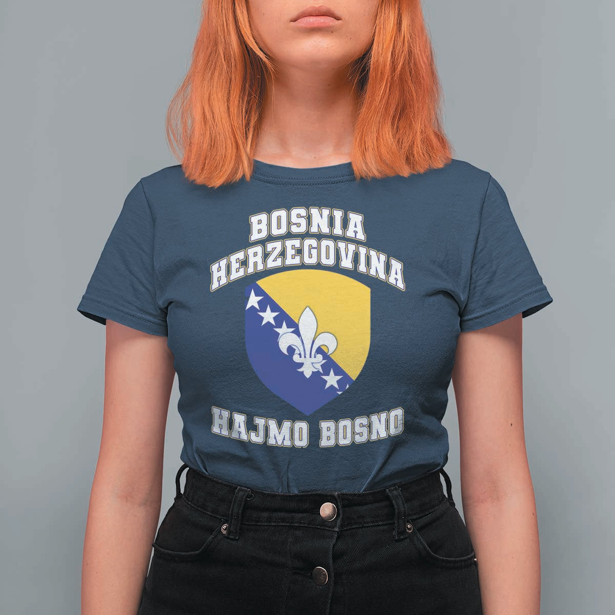 Hajmo Bosno Lets Go Bosnia Herzegovina Flag T Shirt For Women Golden Lily Soccer Football Fan Athletic Graphic