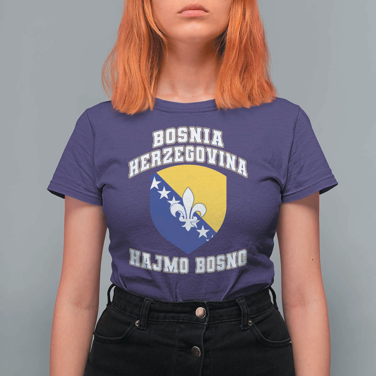 Hajmo Bosno Lets Go Bosnia Herzegovina Flag T Shirt For Women Golden Lily Soccer Football Fan Athletic Graphic