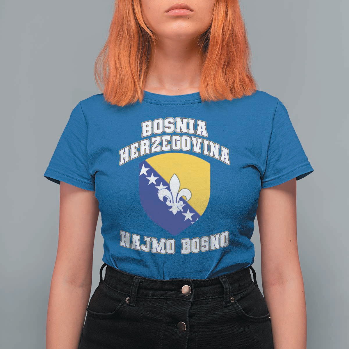 Hajmo Bosno Lets Go Bosnia Herzegovina Flag T Shirt For Women Golden Lily Soccer Football Fan Athletic Graphic