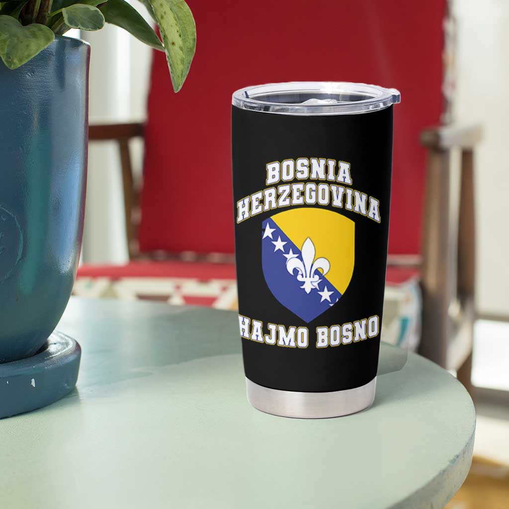 Hajmo Bosno Lets Go Bosnia Herzegovina Flag Tumbler Cup Golden Lily Soccer Football Fan Athletic Graphic
