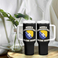 Hajmo Bosno Lets Go Bosnia Herzegovina Flag Tumbler With Handle Golden Lily Soccer Football Fan Athletic Graphic