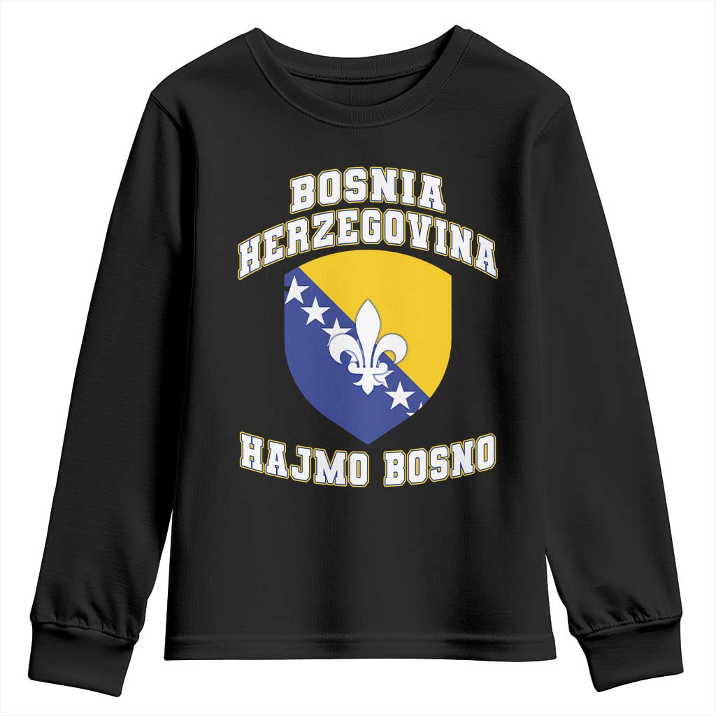 Hajmo Bosno Lets Go Bosnia Herzegovina Flag Youth Sweatshirt Golden Lily Soccer Football Fan Athletic Graphic