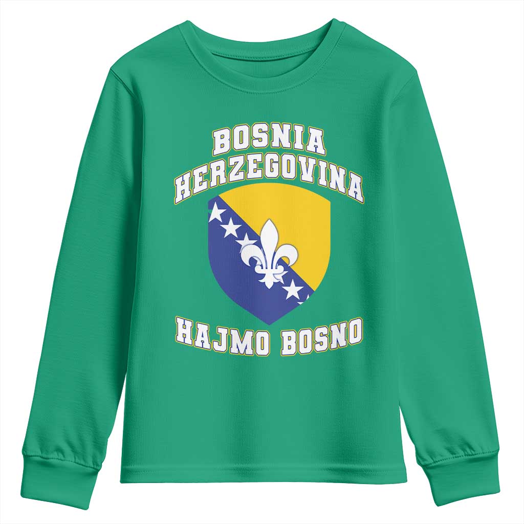 Hajmo Bosno Lets Go Bosnia Herzegovina Flag Youth Sweatshirt Golden Lily Soccer Football Fan Athletic Graphic