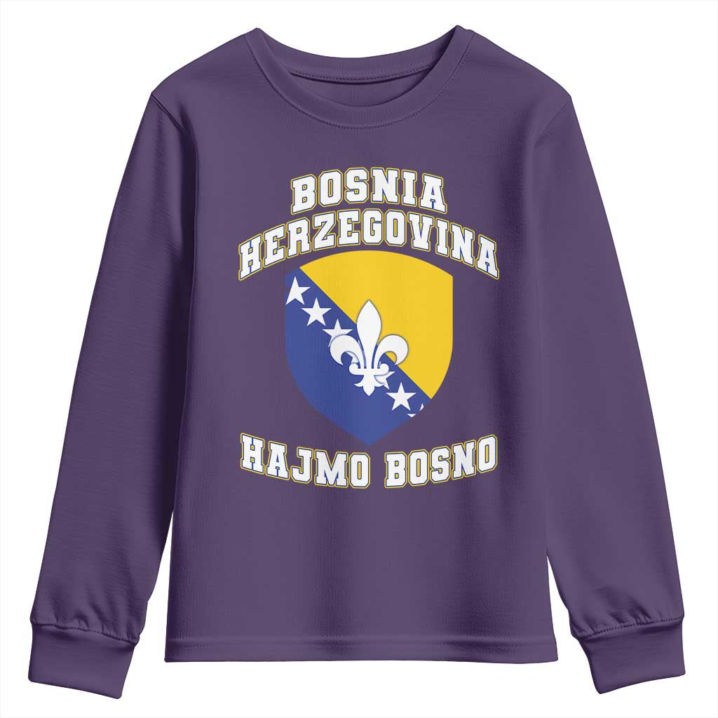 Hajmo Bosno Lets Go Bosnia Herzegovina Flag Youth Sweatshirt Golden Lily Soccer Football Fan Athletic Graphic
