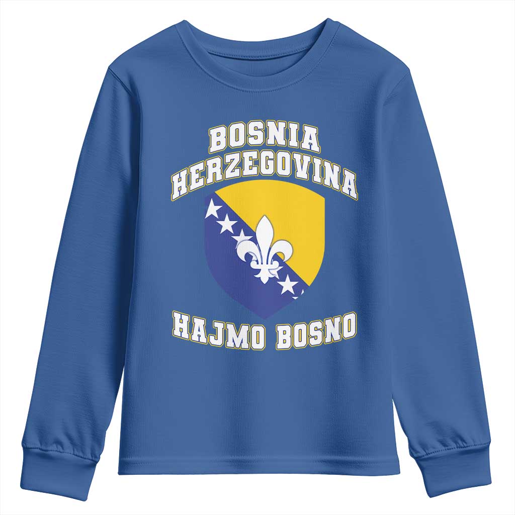 Hajmo Bosno Lets Go Bosnia Herzegovina Flag Youth Sweatshirt Golden Lily Soccer Football Fan Athletic Graphic