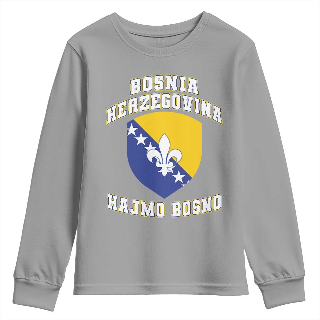 Hajmo Bosno Lets Go Bosnia Herzegovina Flag Youth Sweatshirt Golden Lily Soccer Football Fan Athletic Graphic