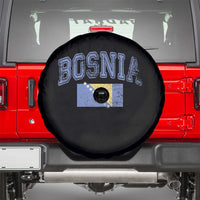 Classic Distressed Bosnia National Flag Varsity Style Spare Tire Cover Sports Fan Athletic Graphic