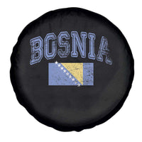 Classic Distressed Bosnia National Flag Varsity Style Spare Tire Cover Sports Fan Athletic Graphic
