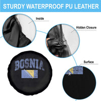 Classic Distressed Bosnia National Flag Varsity Style Spare Tire Cover Sports Fan Athletic Graphic