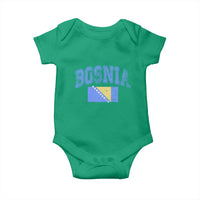 Classic Distressed Bosnia National Flag Varsity Style Baby Onesie Sports Fan Athletic Graphic