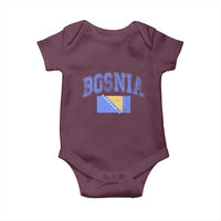 Classic Distressed Bosnia National Flag Varsity Style Baby Onesie Sports Fan Athletic Graphic