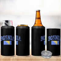 Classic Distressed Bosnia National Flag Varsity Style 4 in 1 Can Cooler Tumbler Sports Fan Athletic Graphic